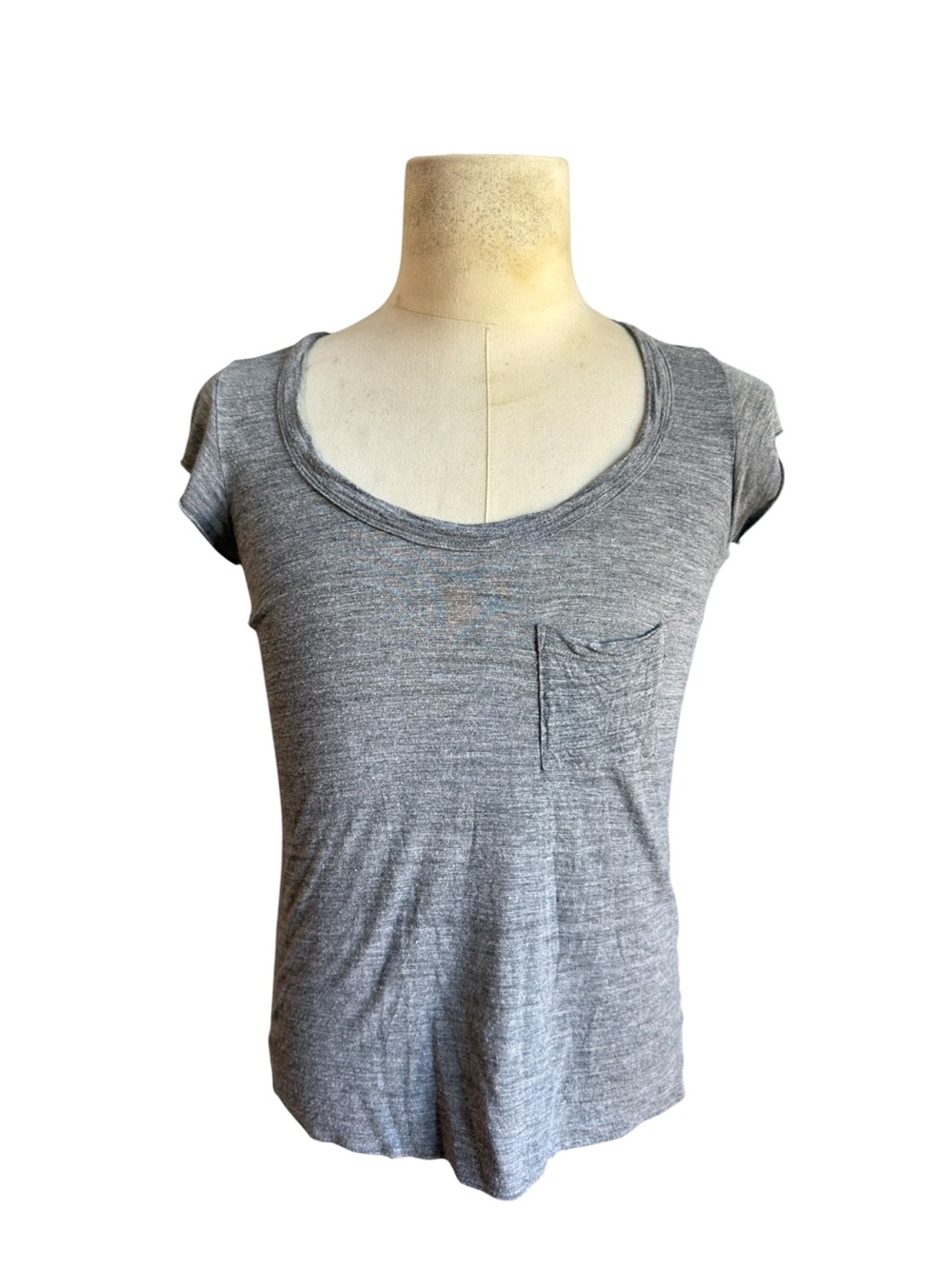 A.L.C. Heather Gray Scoop Neck Pocket Tee